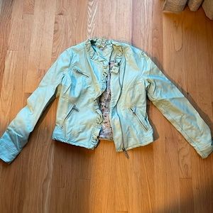 Mint Green faux leather jacket